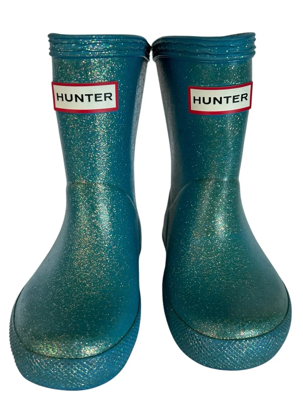 Hunter Kids Teal Glitter Rain Boots Toddler  Size 5